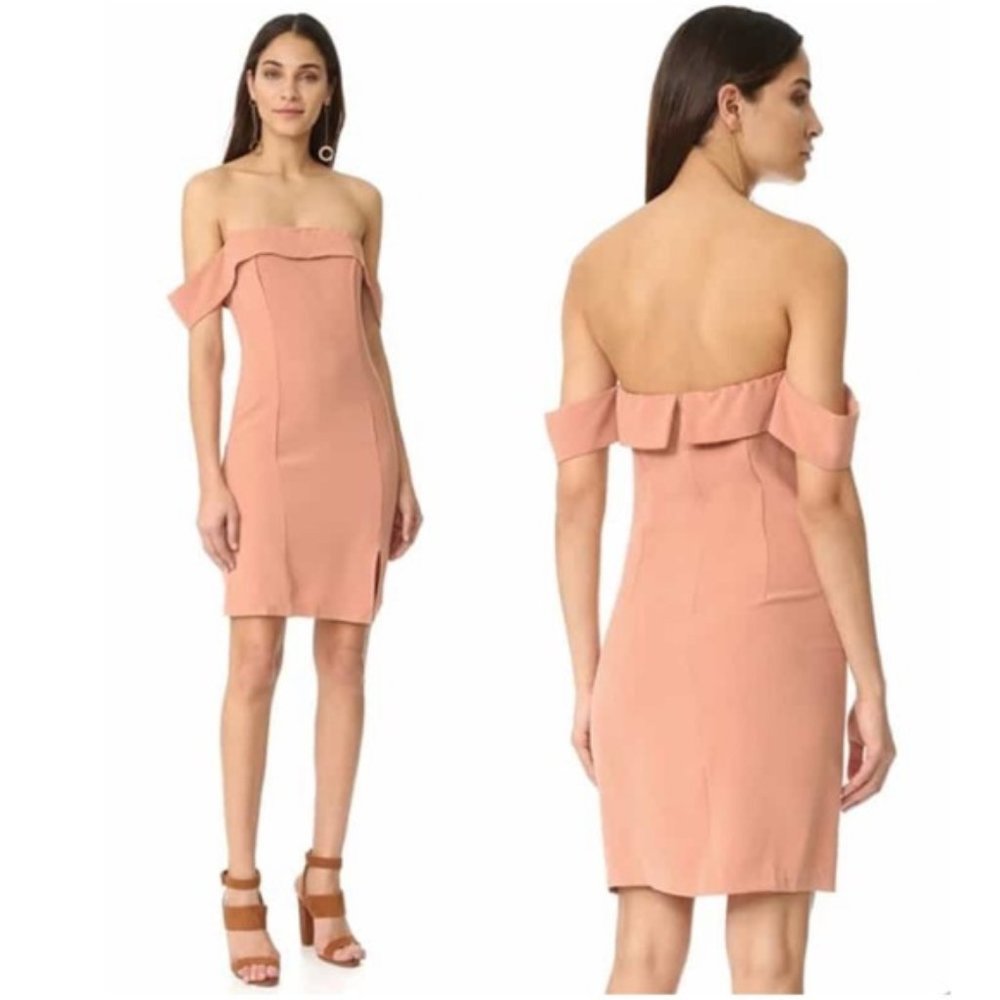 Line & Dot Lopez Off Shoulder Dress Apricot Size Small